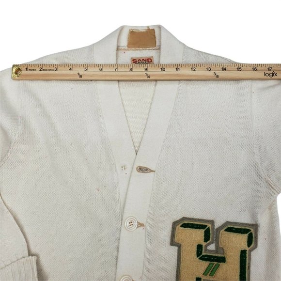 VINTAGE LETTERMAN Cardigan mid 1950s Sand Knit size 36 - Picture 3 of 8